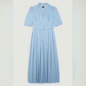 NWT KAREN MILLEN Tall Structured Crepe Forever Pleated Midi Dress. $439